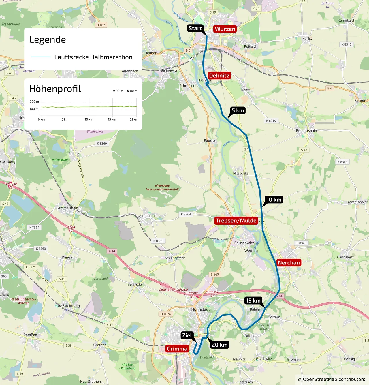 Die Strecke des MULDELAUF 2026