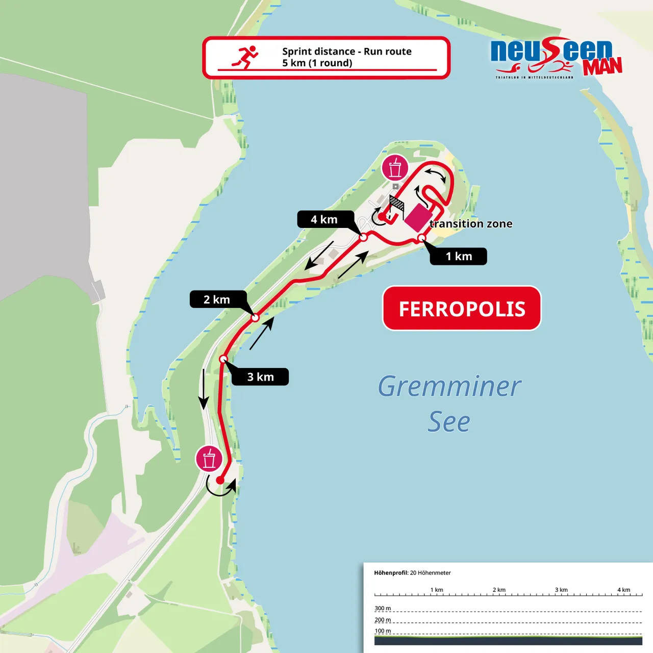 Plan der Lauf-Strecke für Sprint-Distanz