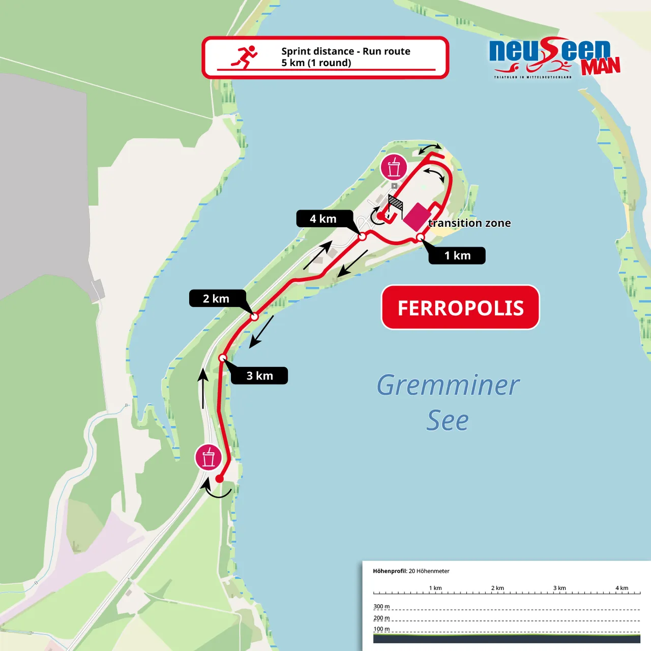 Plan der Lauf-Strecke für Sprint-Distanz