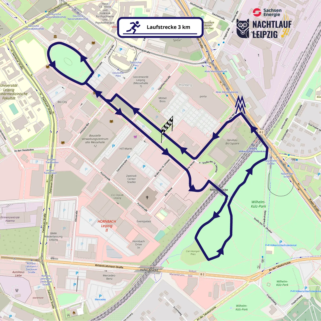 Kartenansicht mit hervorgehobenem Streckenverlauf