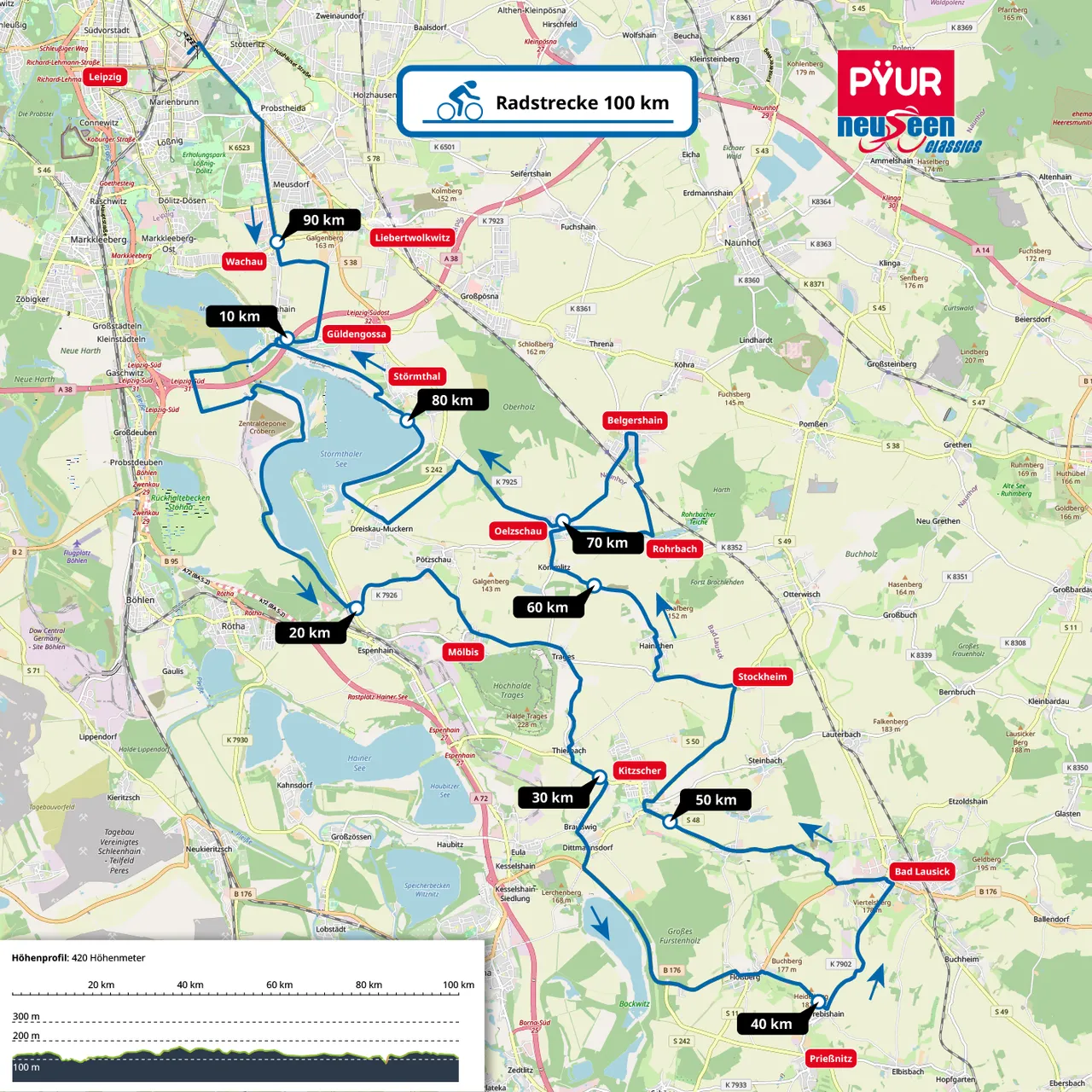 Strecke nsc100 100km Jedermannrennen